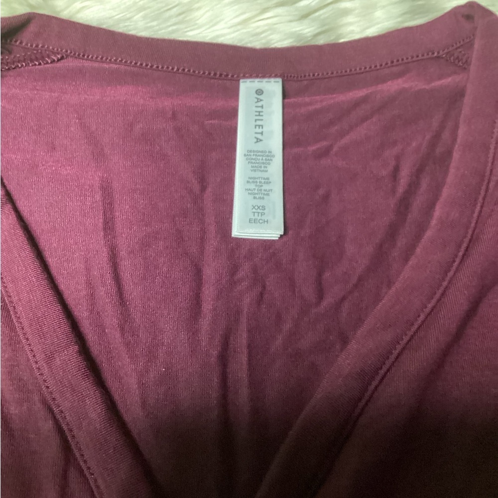NEWT ATHLETA Burgundy Button-Up Top - Picture 11 of 12